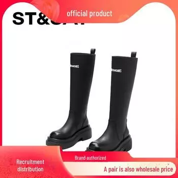 Суббота 2024 Новый тренд: Рыцарские сапоги на толстой подошве и высоком каблуке для осени/зимы 38 чёрный