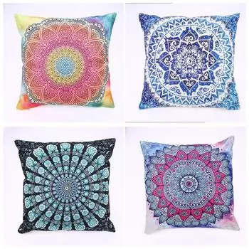 Субконтинентальный этнический Мандала льняная наволочка диванная подушка чехол домашний декор для вашего броска 40x40cm