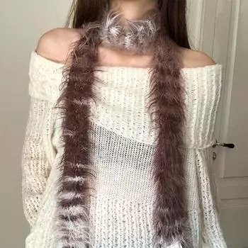 Субкультура Y2K искусственный мех шарф Harajuku чокер стример модный узкий длинный шарф для женщин Style C