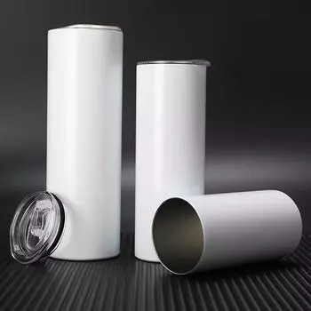 Сублимационная прямая чашка, 20 унций, стакан из нержавеющей стали, кофейная кружка с соломой, термосы, изолированные термосы «сделай сам», бутылки для воды 601-700ml белый