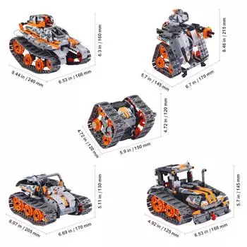 SucceBuy 5-в-1 RC Технический автомобиль с управлением через приложение 554 детали STEM Игрушки Автомобиль/Робот/Танк/Снегоочиститель Набор для сборки для детей Подарки
