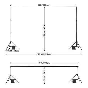 SucceBuy Стойка для фона Регулируемый комплект фотофона Сверхпрочная стойка для экрана проектора для свадебной фото-видеостудии, вечеринки