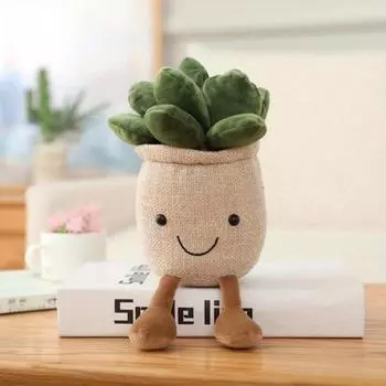 Succulent Plants Stuffed Toy For Kids, Soft Simulation Potted Plush Toy Doll,Potted Plant Decor Desk Window Decoration Gif синий