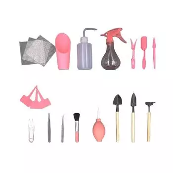 Succulent potted plants, garden planting, horticultural soil changing tools, mini three piece set of colored plastic handle smal розовый
