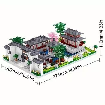 Сучжоуский сад китайская классическая архитектура микрочастицы строительный блок модель украшение развивающие игрушки