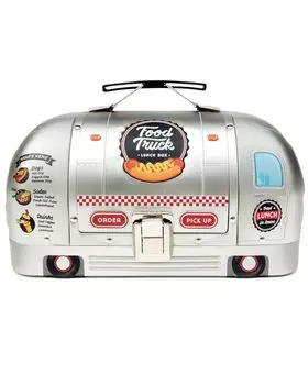 Suck UK Truck Shape Metal Novelty Can Box Дети Взрослые Полюбят Забавную Сумку Для Хранения Пищи Ретро Контейнер Для Обеда Один Размер Серебро & белый