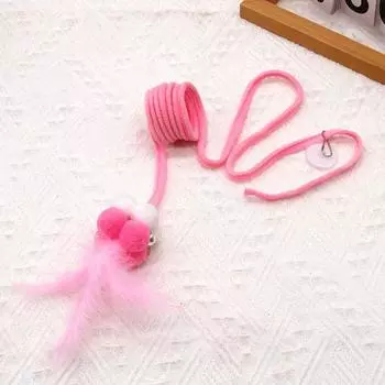 Suction Cup Self-Hi Relieving Stuffy Pet Supplies Cat Teasing Ball Pink feather]