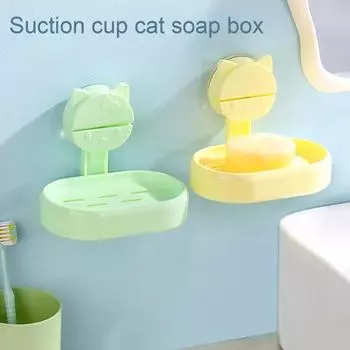 Suction Cup Soap Holder Strong Load-bearing Simple Installation Double-Layer Design Soap Dish зелёный