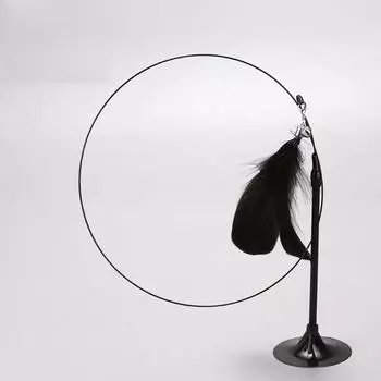 Suction Cup Wire Rod Natural Feather Head Replaceable Cat Self-Help Toys