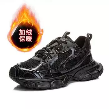 Suction film bottom explosion velvet dad shoes 2025 autumn and winter new women s platform sports shoes women s casual versatile women s shoes 35