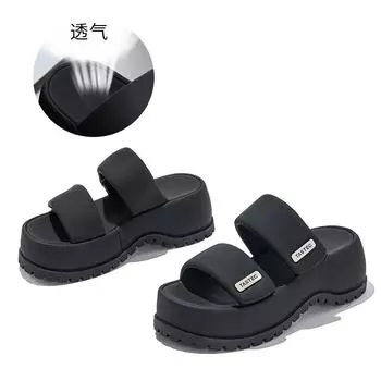 Suction film bottom outer slippers women s 2025 summer new fashion thick bottom heightening half drag retro versatile outdoor sandals 35