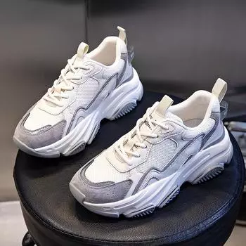 Suction film sole dad shoes spring 2025 new comfortable thick sole heightening casual sports shoes women s running leather women s shoes 35