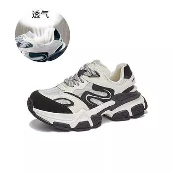 Suction film sole leather dad shoes 2025 autumn new women s sports shoes fashion platform women s shoes casual heightening shoes 35