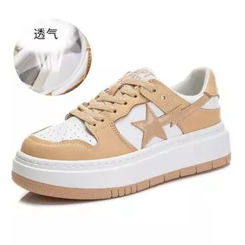 Suction film sole leather women s shoes 2025 spring new casual little white shoes women s shallow mouth single shoes thick sole versatile board shoes 35