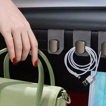 Suede Car Glove Box Hooks Universal Hanging Dual Hook Passenger Purse Bag Hanger Hat Holder Interior Large Load-Bearing Hook