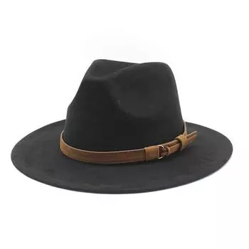 Suede Jazz Hat Western Cowboy Hat Men S British Gentleman S Top Hat Big Brim Outdoor Sun Hat M56-59cm