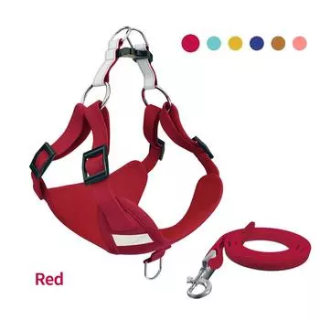 Suede reflective pet chest strap, cat and dog leash, vest type breathable dog walking leash XXS-Bust 31-41cm [Suitable for 4-3.5kg]