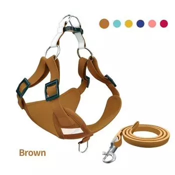 Suede reflective pet chest strap medium and small dog vest type dog chest strap cat pet leash walking dog leash M (18-15 kg)