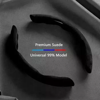 Suede Universal 38CM Car Steering Wheel Booster Cover Non-Slip Auto Interior Steer Protector Decoration Accessories чёрный