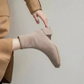 Suede Women Ankle Boots Fashion Square Toe Short Booties Ladies Elegant Low Heel Shoes Spring Autumn Comfort Women s Footwear 35