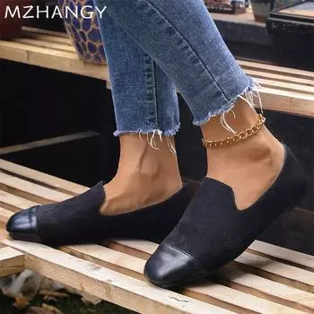 Suede Women Flats Loafers Shoes Fashion Casual Sneakers Woman 2024 Trend Autumn Dress Shoes Walking Cozy New Mujer De Zapatillas 36 чёрный