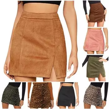 Юбка-трапеция с запахом и высокой талией, на молнии, осень-зима, узкая однотонная мини-юбка L чёрный