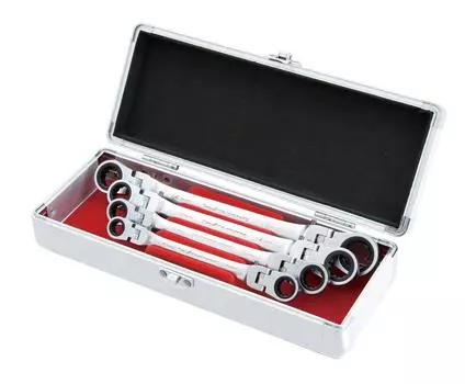 Suekage Tool 4 Piece Double Flex Lock Gear Wrench Set Pro-Auto DFL-4SB серебряный