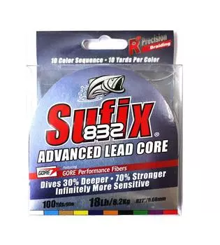 SufixRapala PE Line Sufix 832 Advanced Red Core 100Yrd 18lb 8 прядей 10 цветов каждые 10 ярдов 658-118MC