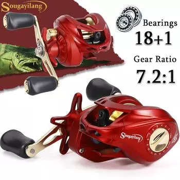 Сугайиланг 7,2:Металлическая катушка с 1 передаточным числом, катушка для приманки, 18 + 1BB, противовзрывная леска - 5 цветов (Максимальное перетаскивание 10 кг) Left Hand зелёный