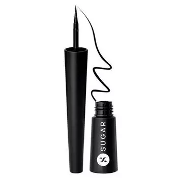 SUGAR Cosmetics Gloss Boss 24Hr Glossy Eyeliner Gel With Brush | Smudeproof & Waterproof - 01 Back In Black (Black Eyeliner) | 3Ml
