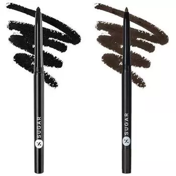 SUGAR Cosmetics Kohl Of Honour Intense Kajal, Shimmery & Matte Finish - 01 Black Out Smudge Proof Pencil, 02 Brown Bag (Brown Kajal)