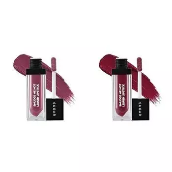 SUGAR Cosmetics - Liquid Lipstick - 18 Divine Praline (Dusty Burgundy) - 4.5 ml - Ultra Matte Liquid Lipstick , 17 Fiery Berry (Marsala) - 4.5 ml