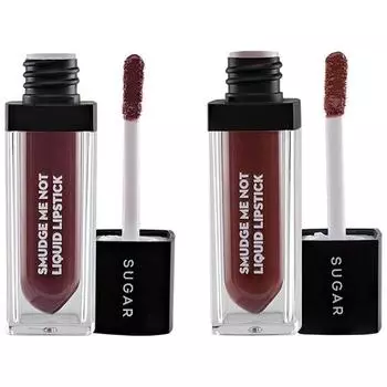 SUGAR Cosmetics - Liquid Matte Lipstick - 11 Greige Rage (Greige Rose) - 4.5 Ml & Liquid Matte Lipstick - 14 Teak Mystique (Warm Brown) - 4.5 Ml