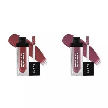 SUGAR Cosmetics - Liquid Matte Lipstick - 12 Don Fawn (Yellow Brown) - 4.5 Ml & - Liquid Lipstick - 16 Bare Flair (Rose Brown) - 4.5 Ml