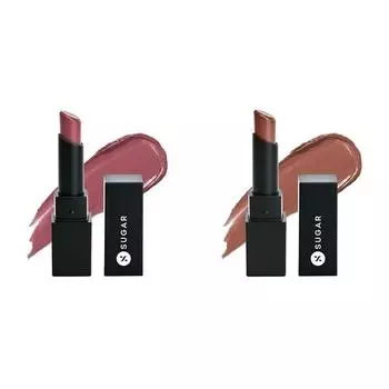 SUGAR Cosmetics - Longwear Matte Lipstick - 13 Rose Job (Rose Mauve) - 3.5 gms - Water-Resistant & SUGAR Cosmetics ,15 Beige Turner (Nude Brown