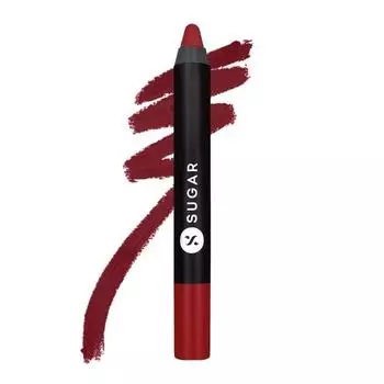 SUGAR Cosmetics Matte as Hell Crayon Lipsticks for Women | Lasts Upto 12hrs | Lip Crayon with Sharpener | 2.8gm -10 Cherry Darling (Cherry Red)