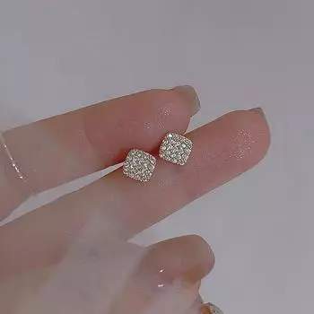 Серьги-гвоздики в форме кубика сахара, женские, темпераментные, легкие, роскошные, французские, геометрические, пригородные серьги