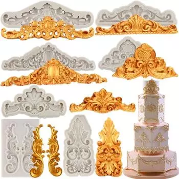 Sugarcraft цветок рельеф силиконовые формы торт границы формы для помадки инструменты для украшения торта полимерная глина формы для шоколадной мастики белый