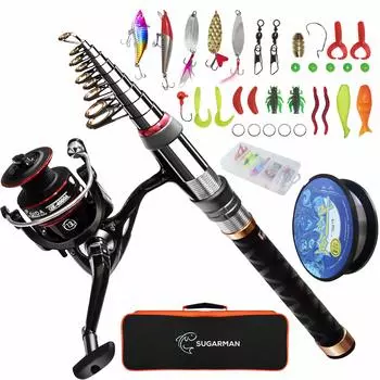 Sugarman Fishing Fishing Carbon Telescopic Fishing Fishing Fishing Леска для хранения удочек Сумка и японская инструкция по эксплуатации Sea River