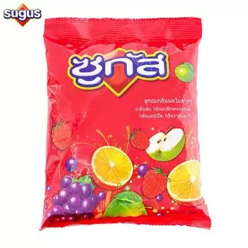 Sugus Chewy Candy Mix фруктовый вкус, апельсин, черная смородина, яблоко, малина, 250 г. - Сделано в Таиланде 250 g.