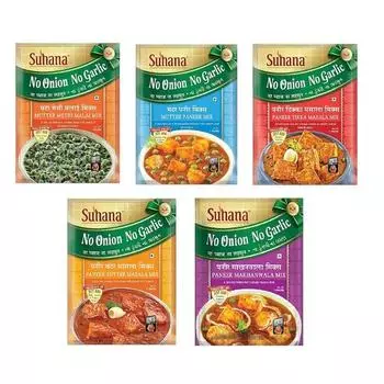 Сухана без лука и чеснока, 1 панир тикка масала, 1 панир муттер, 1 сливочное масло панир, 1 муттер мети малай, 1 смесь панир Маханвала масала.