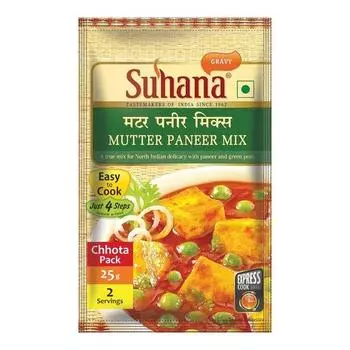 Suhana Masala Mutter Paneer 25 г пакетик | Смесь специй | Легко готовить | Упаковка из 6 шт.