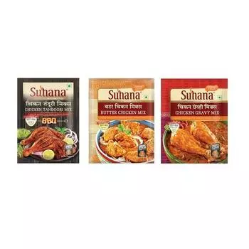 Suhana Non Veg Combo Pack из 6 штук - курица в масле 2 + смесь куриной подливки 2 + смесь курицы тандури 2