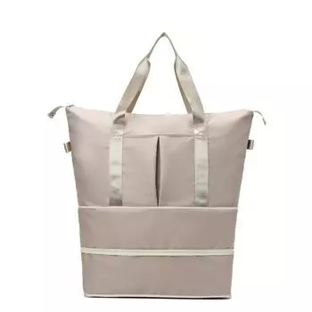 Сухая и влажная отдельная спортивная портативная сумка на плечо для йоги, фитнес-сумка, большая вместительная дорожная сумка, расширяемая сумка бежевый