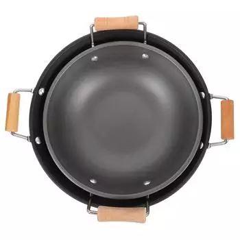 Сухая кастрюля из нержавеющей стали для домашней кухни, легкая металлическая сковорода-вок с деревянной ручкой, высокая для вашего 28.00X23.00X8.00CM