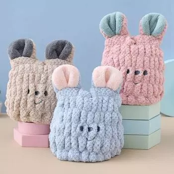 Сухая шапочка для волос впитывает воду. Милая девочка и детское мультяшное сухое полотенце для волос. Родитель, ребенок, взрослый, быстро сохнут волосы, вытирая толстым полотенцем Water absorption thicken