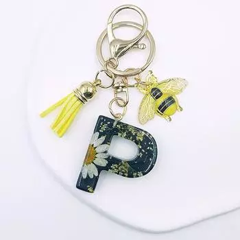 Сухоцветы AZ начальная буква брелок медоносная пчела кисточки кулон брелок рюкзак украшения аксессуары подарки D