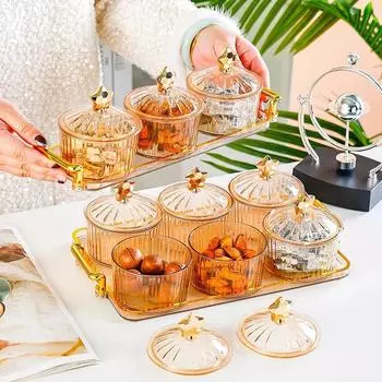 Сухофрукты Чаша для закусок Фруктовая чаша Домашняя гостиная Журнальный столик Декоративная акриловая коробка для хранения с крышкой Отделение для закусок