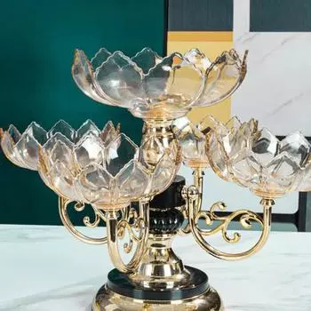 Сухофрукты и фруктовая тарелка, домашняя гостиная, многослойная хрустальная фруктовая тарелка в европейском стиле, роскошный светлый стиль