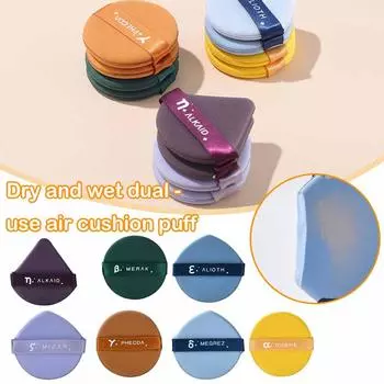 Сухой и влажный косметический спонж двойного назначения, 1 шт., круглая квадратная основа, воздушная пудра, спонж, треугольная мягкая C6C6 light blue-water drop